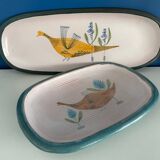 Set of 2 ceramic dishes signed Yvon Roy