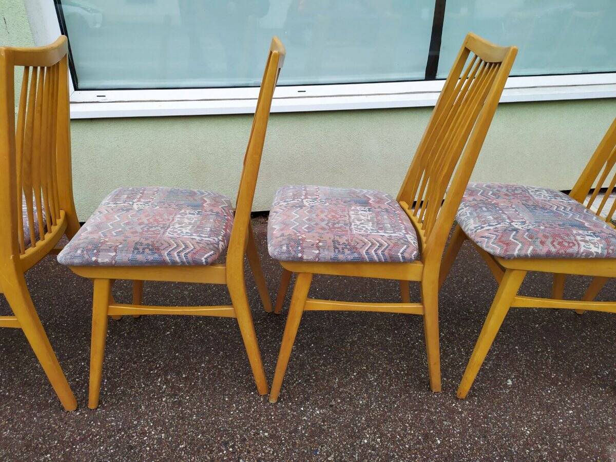 Lot de 8 chaises scandinave bois et tissu