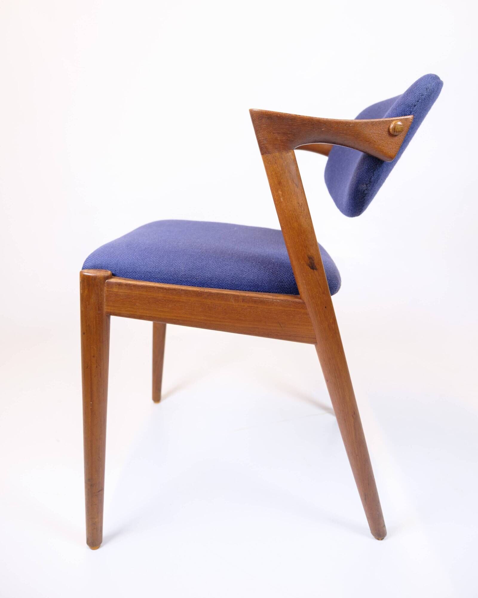 Set of six dining chairs - Model 42 - teak & blue fabric - Kai Kristiansen - Schou Andersen - 1960s