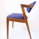 Set of six dining chairs - Model 42 - teak & blue fabric - Kai Kristiansen - Schou Andersen - 1960s
