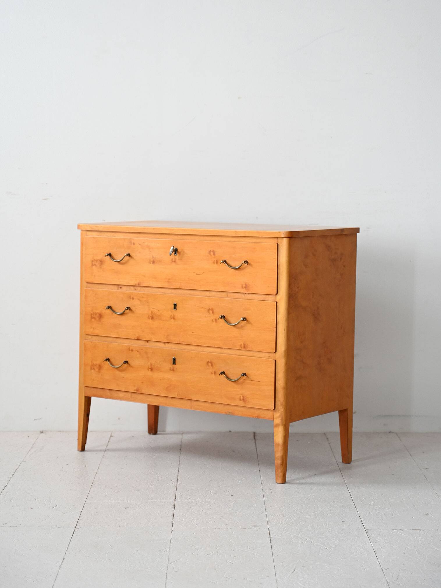 Vintage Scandinavian Birch Burl Chest of Drawers