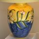 Large blue and yellow lamp with floral patterns H60
