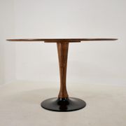 1969s beech round dining table, Czechoslovakia