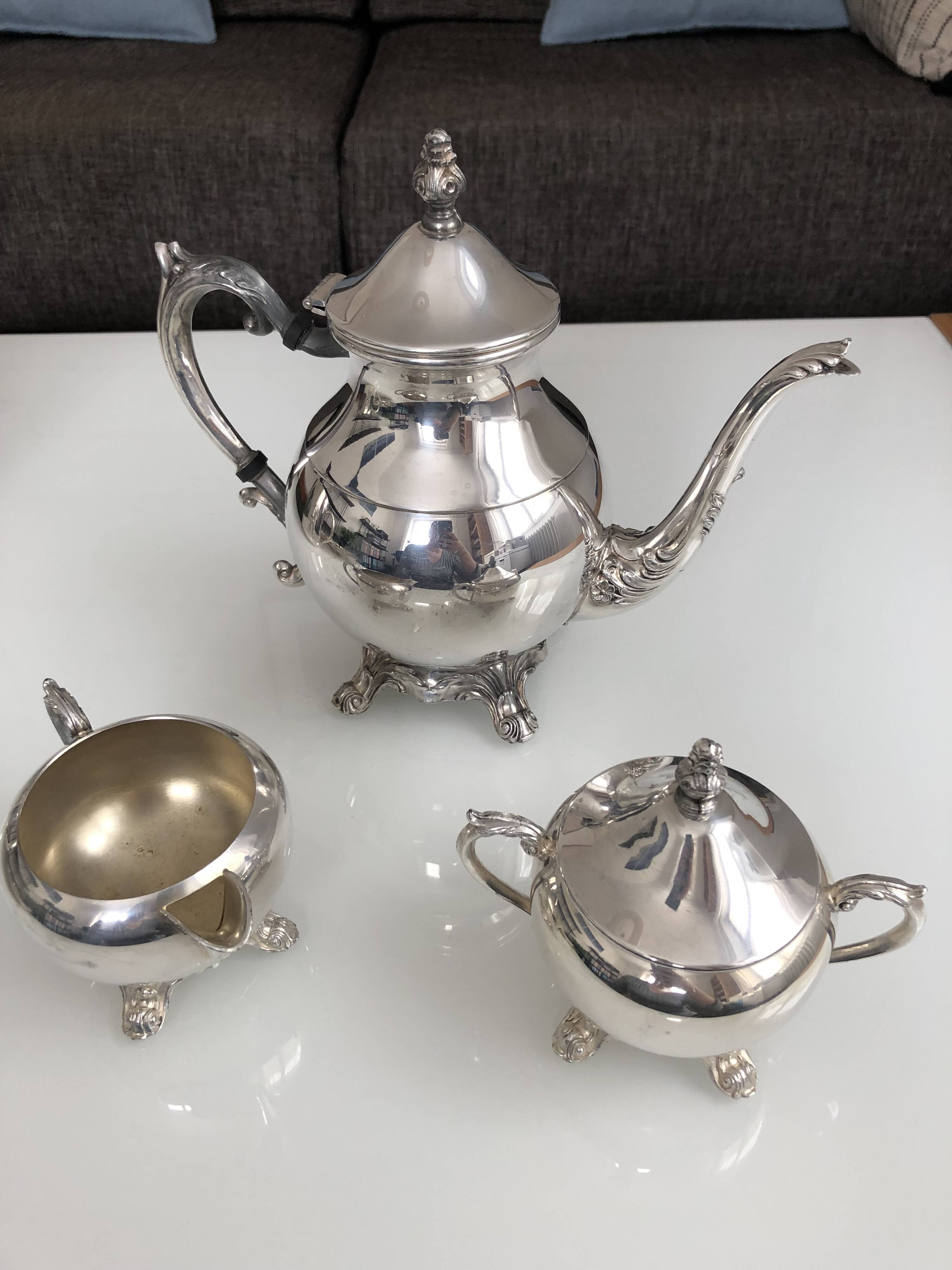 Antique silverware tea or coffee service signed fbrodgers and numbered