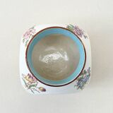 Ancien vase boule forme libre faïence de Longwy XIXe céramique fleurs