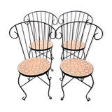Set of 4 terracotta ceramic mosaic chairs