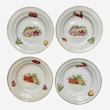 Set of 4 plates Saint Amand - vegetable décor