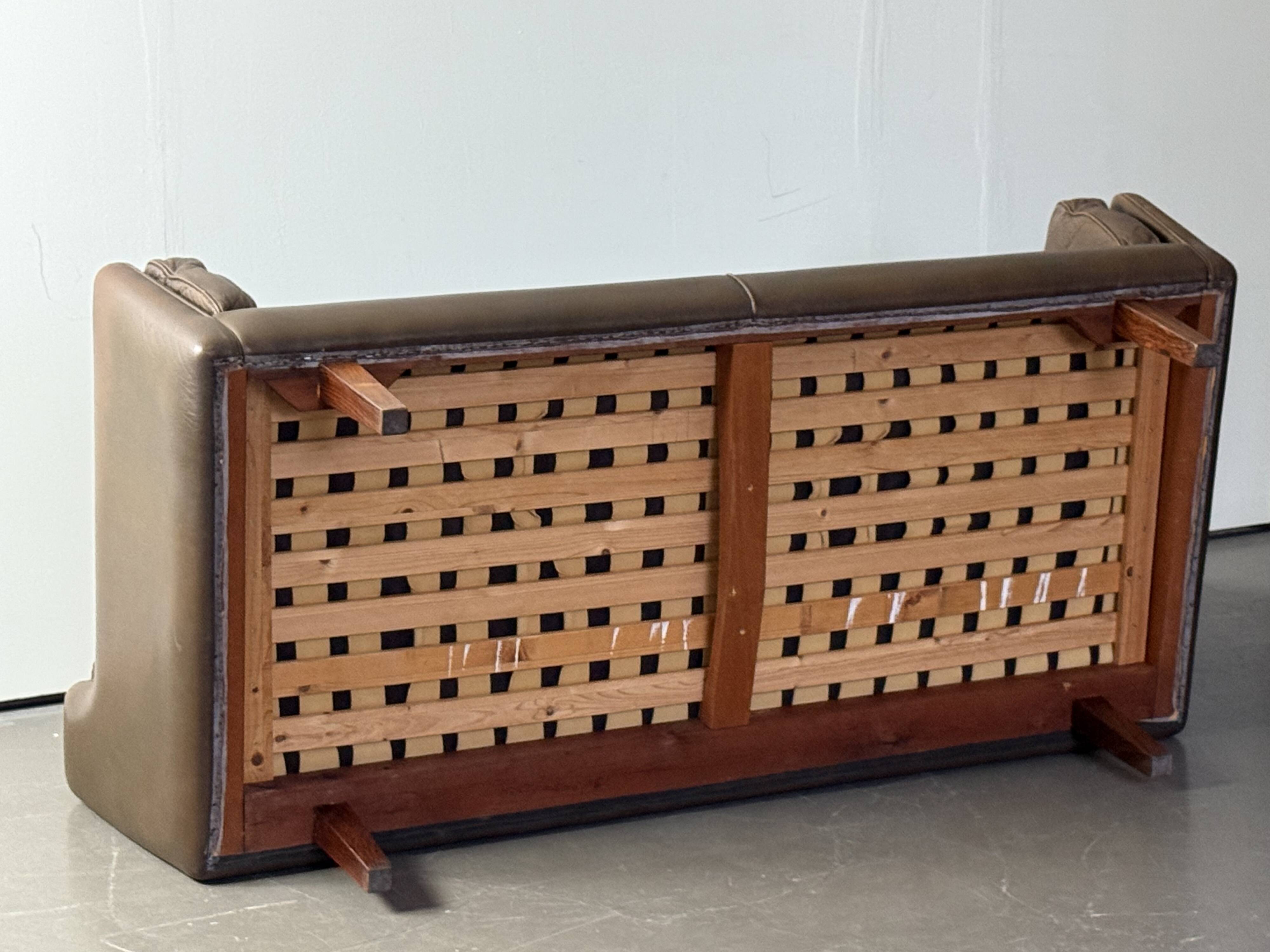 2-seater sofa in brown leather, Illum Wikkelso for Holger Christiansen