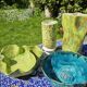 Oriental blue handmade ceramic salad bowl
