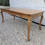 Provençal farmhouse table in blond cherry wood, Louis XV style.
