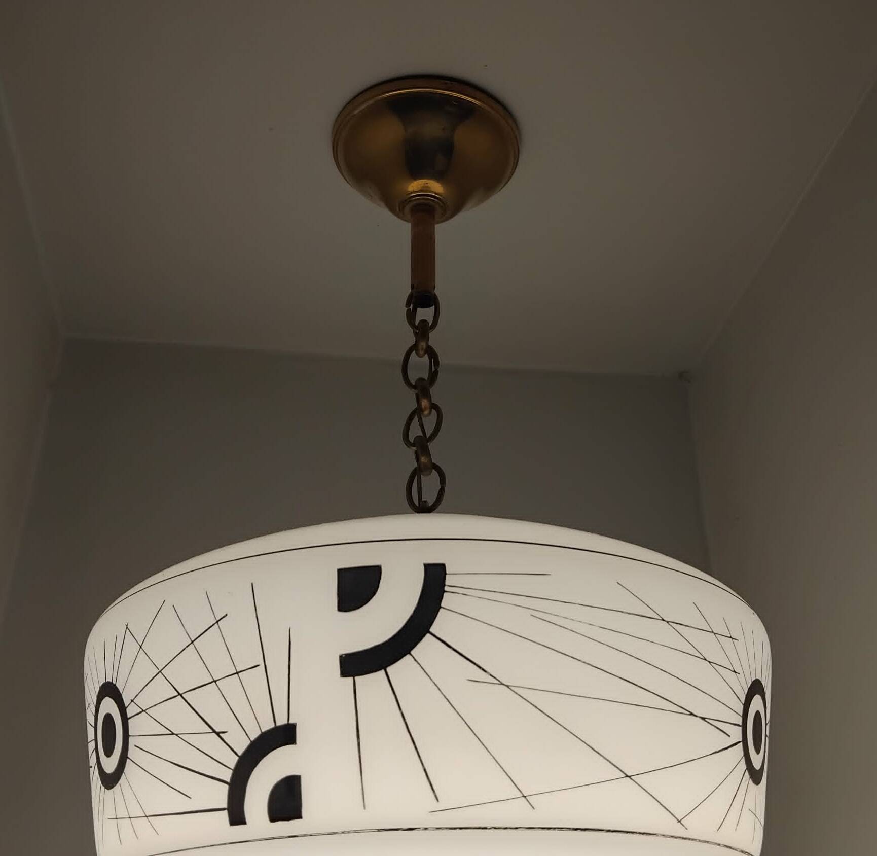 Suspension opaline décorée années 50/60