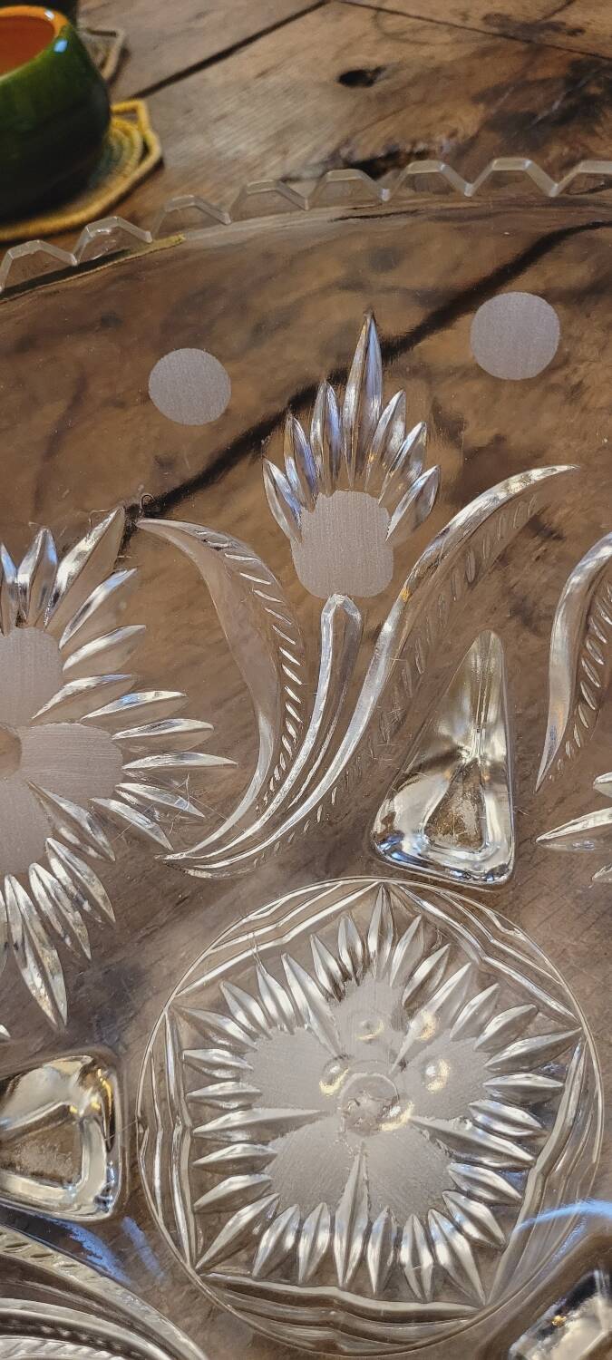 50s molded glass footed bowl