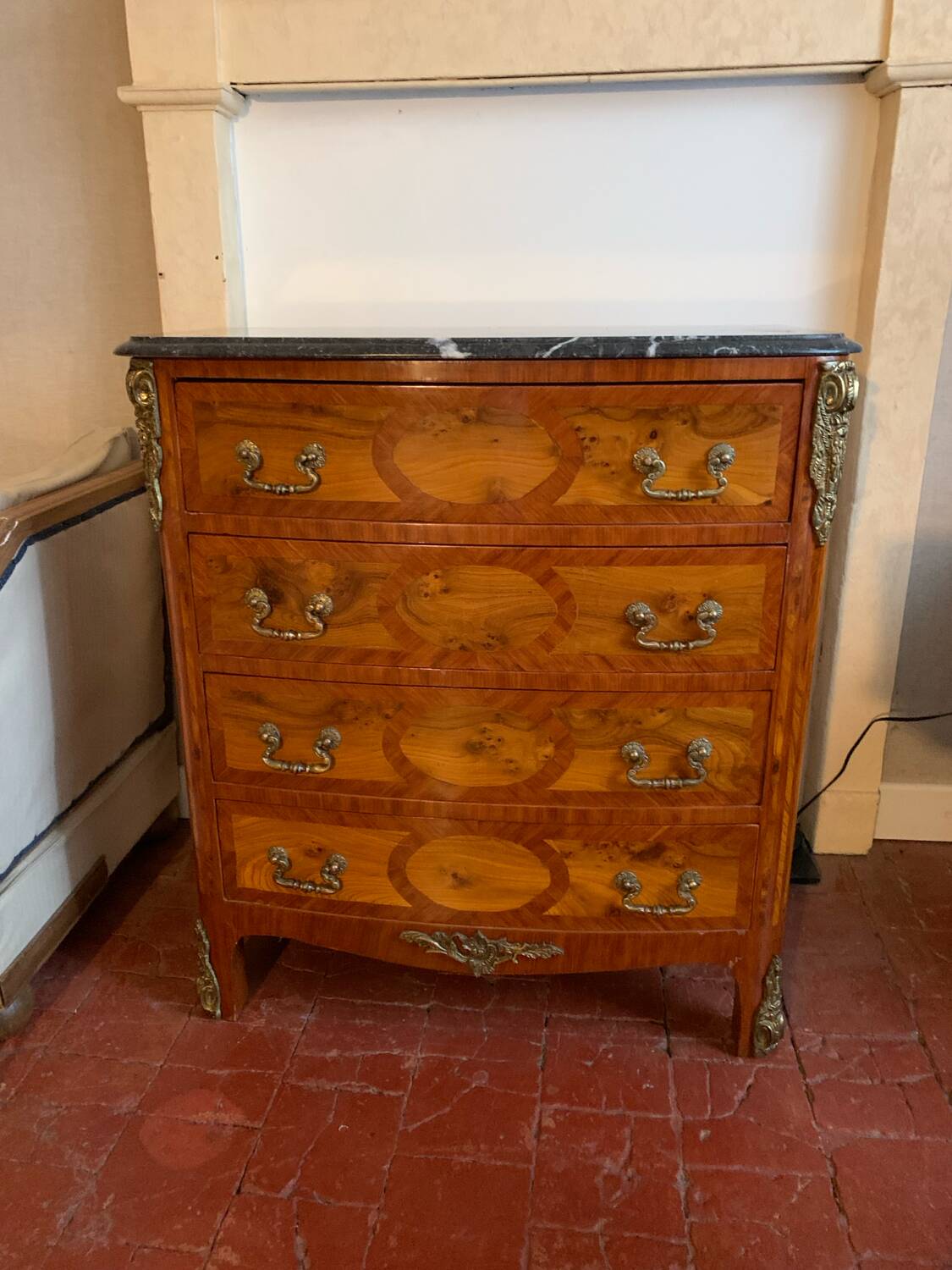 Beautiful black marble chest of drawers
