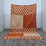 Traditional orange handwoven Berber rug, size 140 x 260 cm