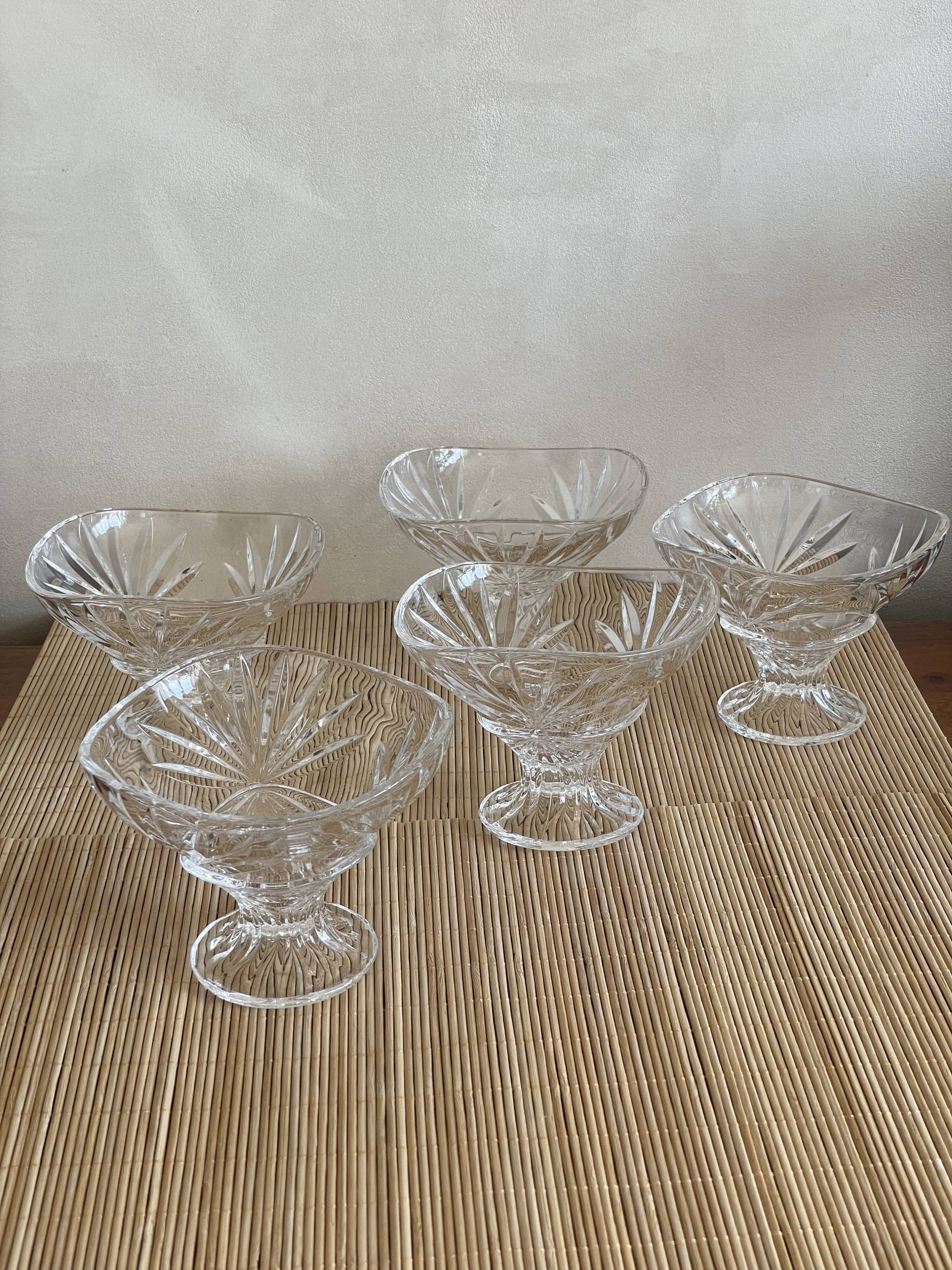 5 ice cream cups, Arques crystal fruits