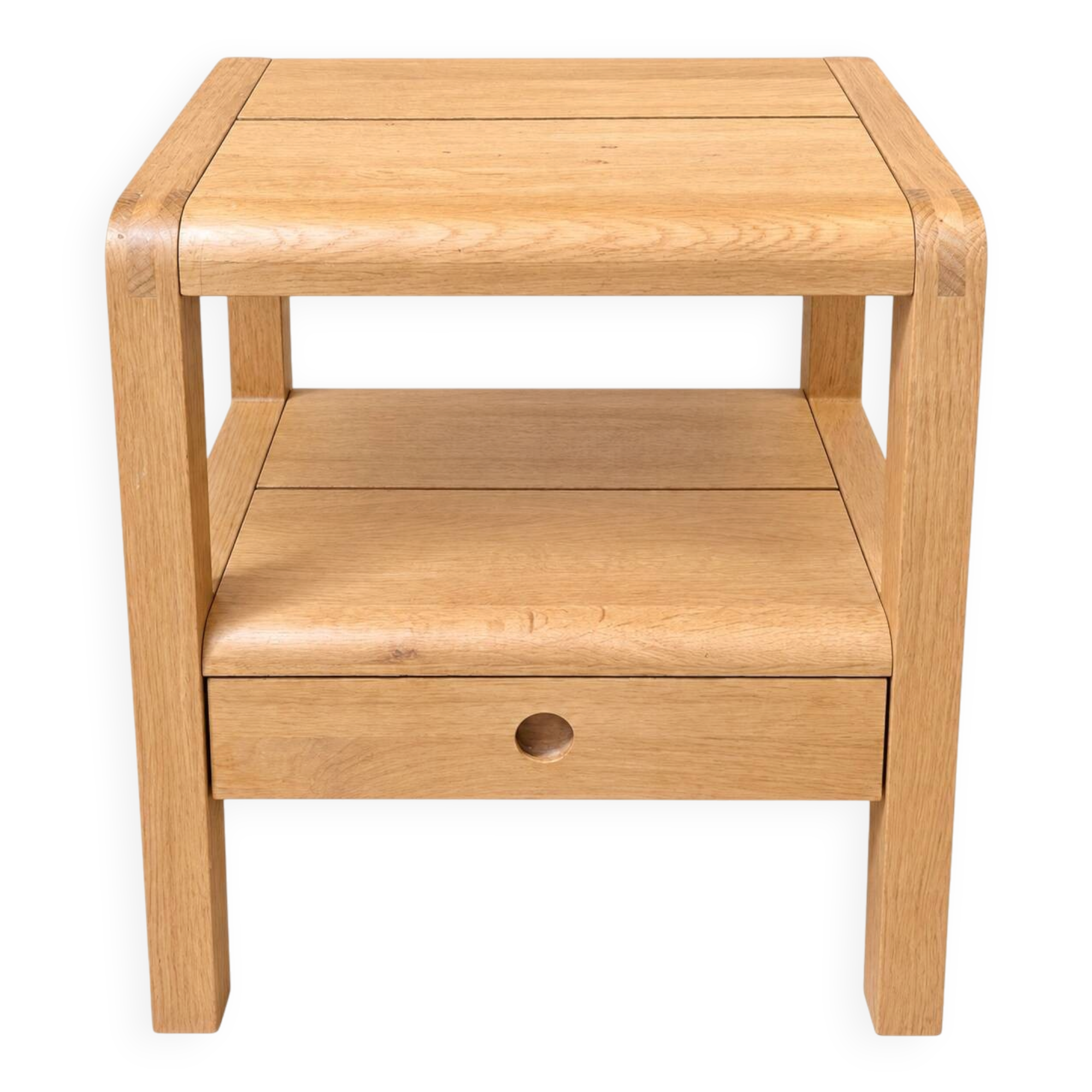 Habitat Radius bedside table in oak, design by Simon Pengelly.