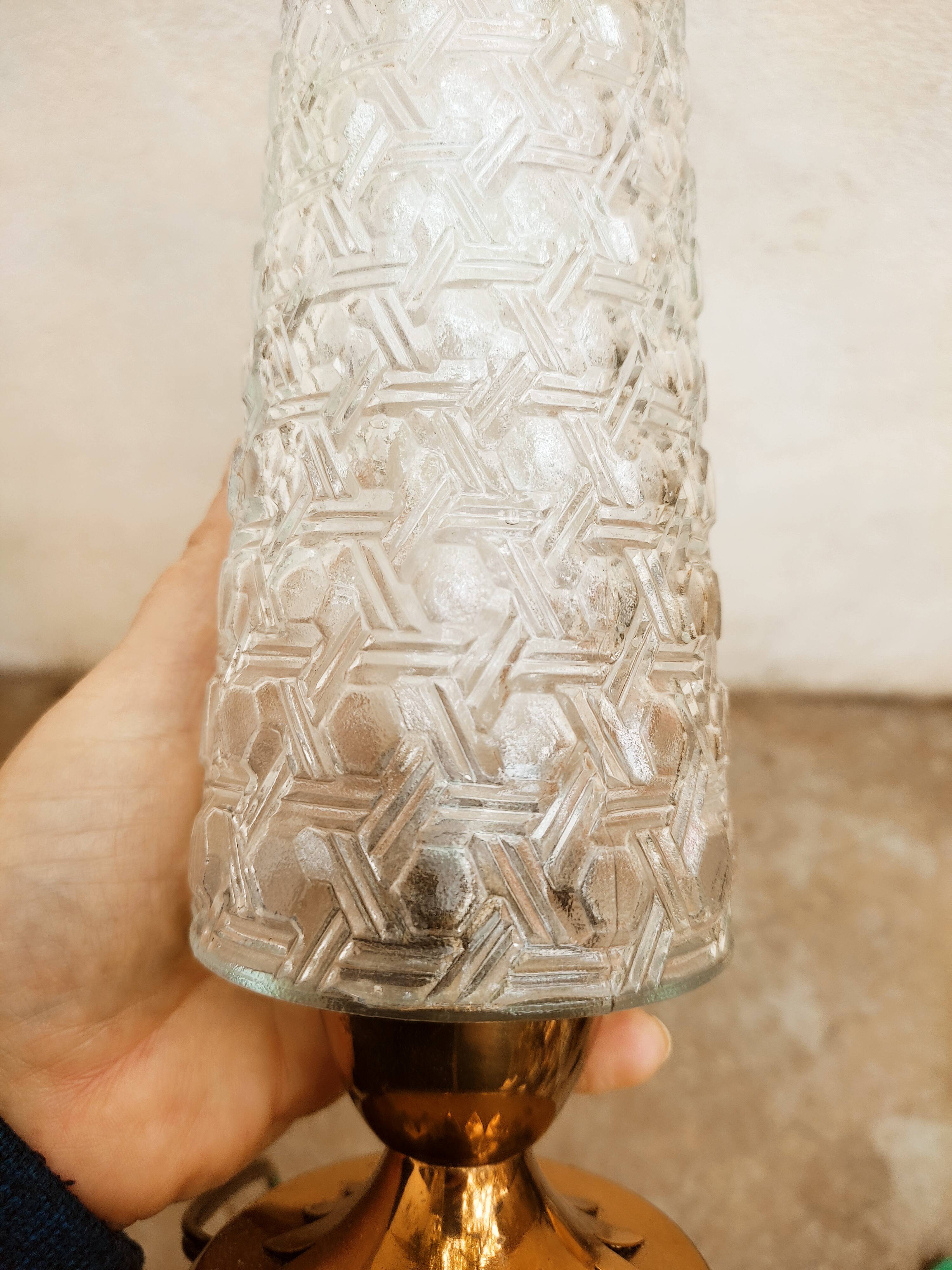 Brass and glass lamp 50s