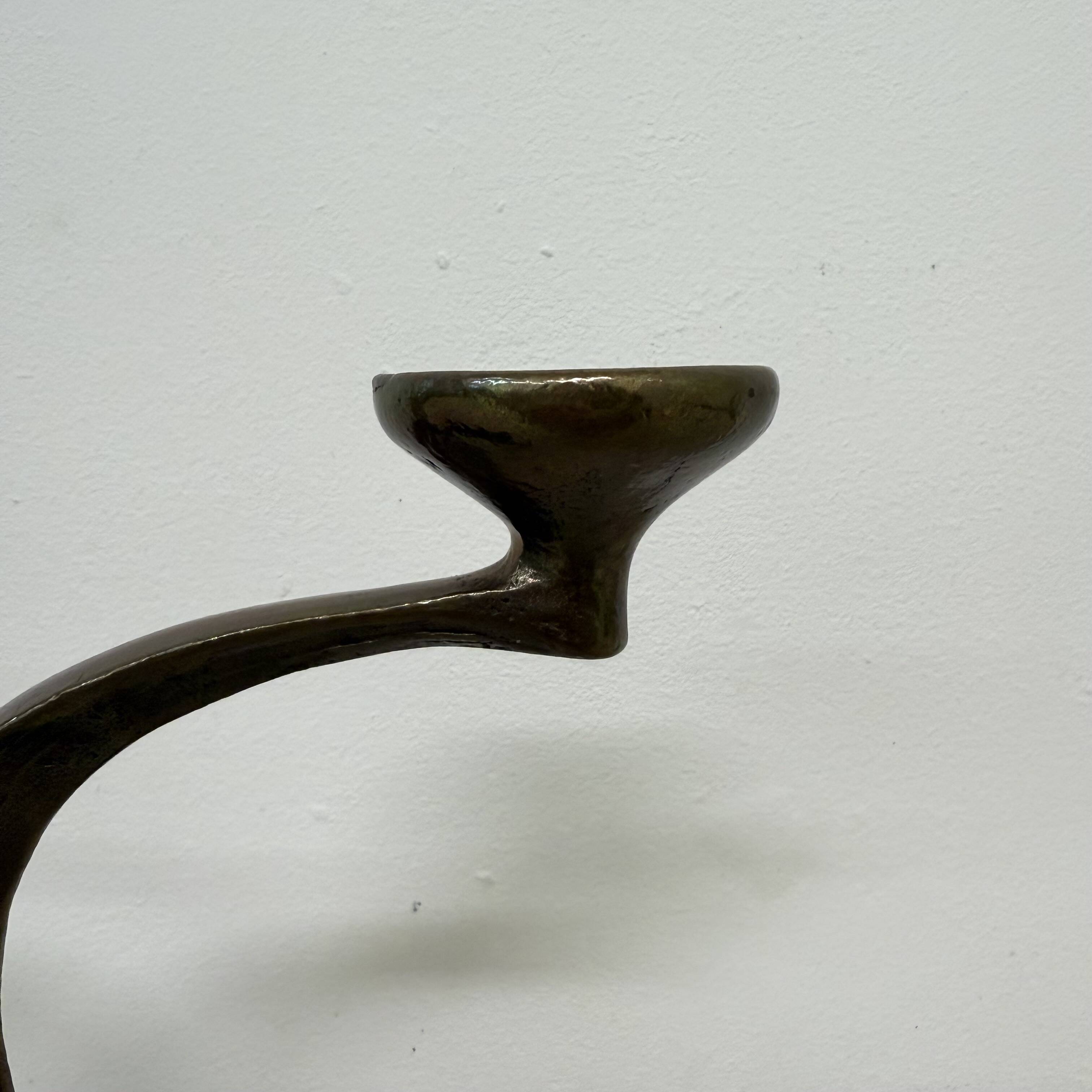 Brutalist bronze candle stick by Michael Harjes , 1970s