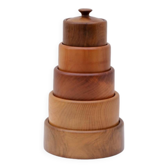 Set of Scandinavian teak boxes, 1970