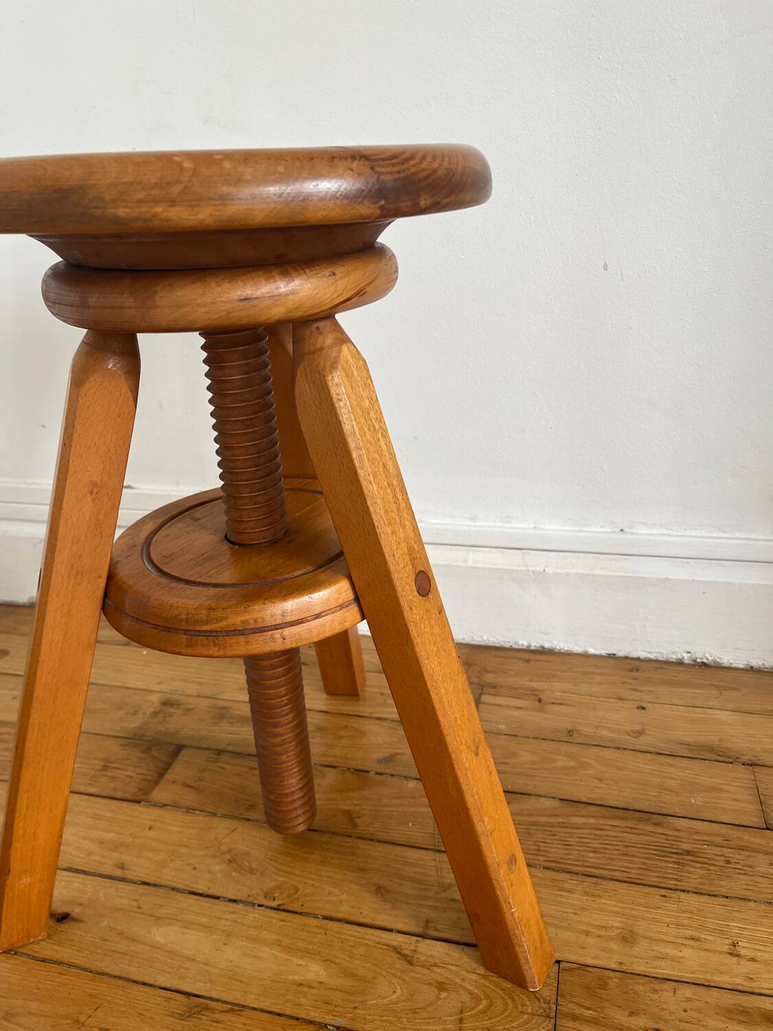 Pair of solid wood screw stools