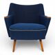 Blue cocktail chair MCM, 1950