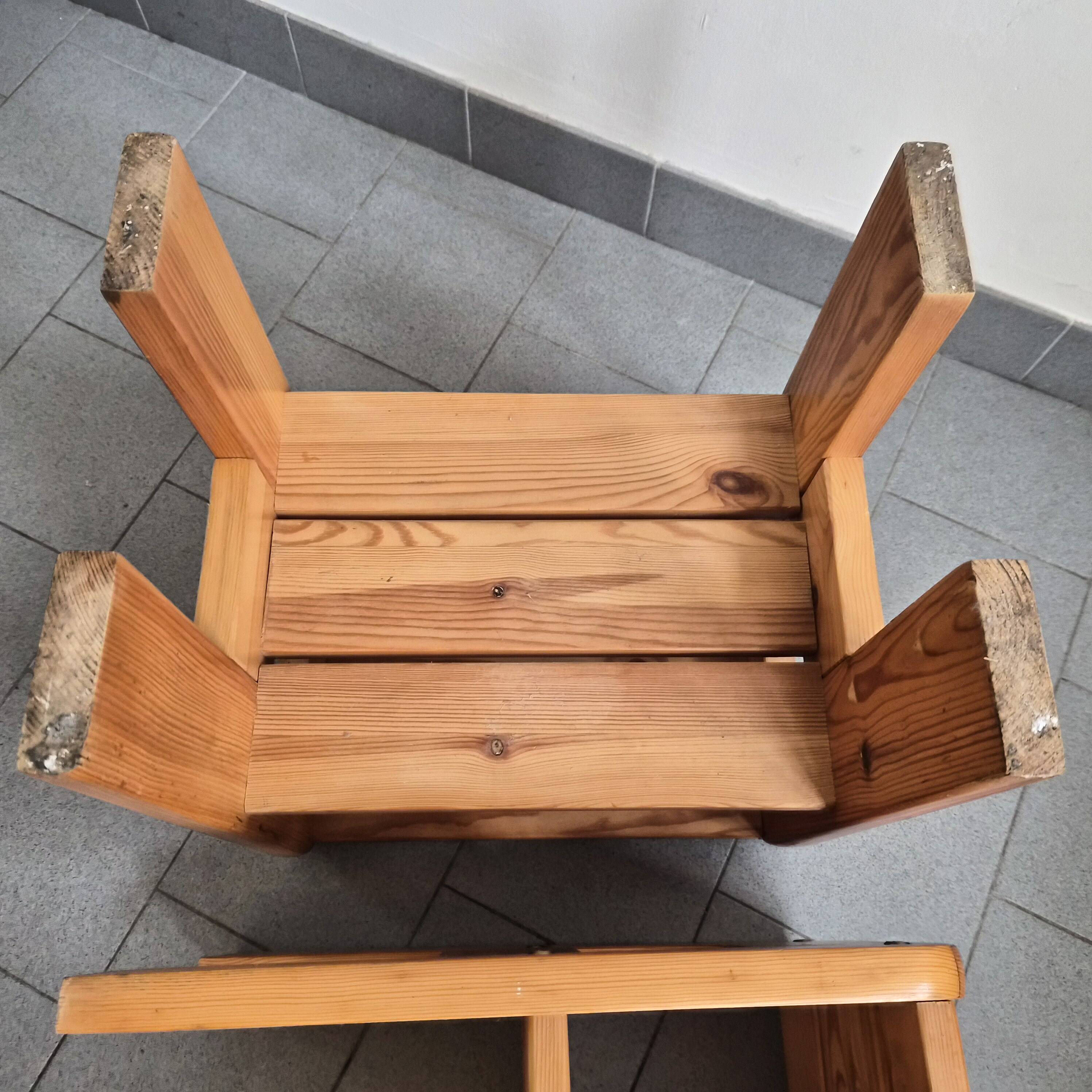 Set of 4 vintage 1970s pine side tables or bedside tables.