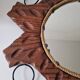 Brutalist mirror in wood and rope, free form.
