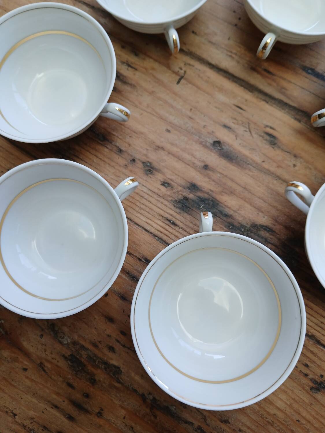 Set of 7 Limoges porcelain cups and saucers