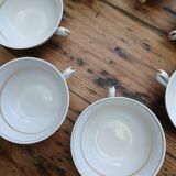 Set of 7 Limoges porcelain cups and saucers