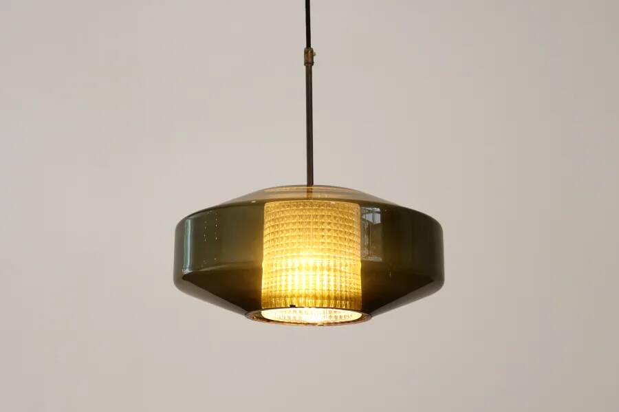 Green glass pendant lamp by Carl Fagerlund for Orrefors