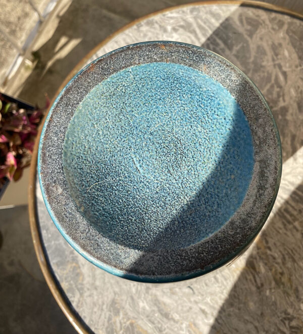 Vase art déco en fonte émaillée decor incisé