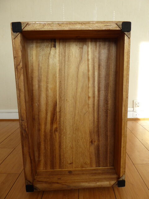 Chest of drawers vintage wood and rattan blond 4 drawers ca 1970