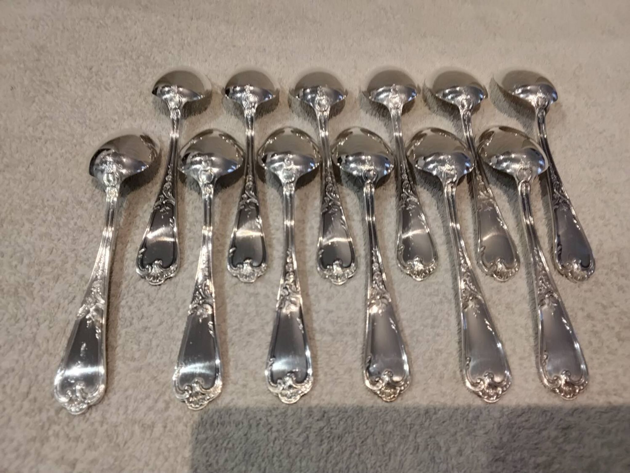 12 silver-plated dessert spoons, Ercuis silversmith, Louis XV 29