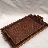 Pair of dark rattan trays