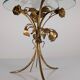 Mid-century side table in gilded metal with roses and glass top, 1970s