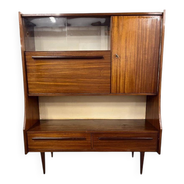 Vintage wooden cabinet with display case / bar section