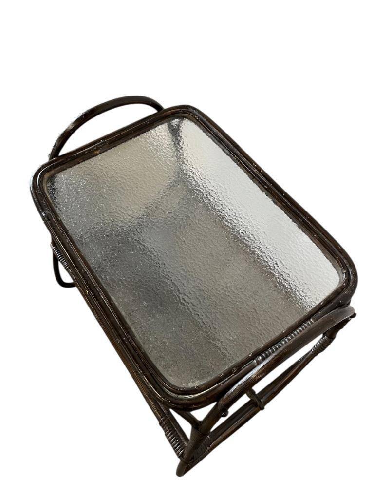 Vintage rattan side table / end table / plant table