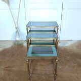 Gold and smoked mirror glass nesting tables