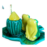 Salt and pepper set in the shape of frogs, Vallauris.