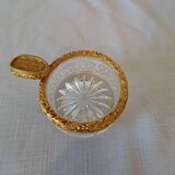 Antique ashtray in cut crystal and gilded bronze frame