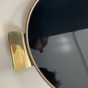 Art Deco vintage style golden metal and glass plateau.