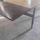 Dining table with extensions in walnut and mahogany and chrome around 1960