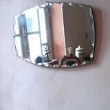 Octagonal beveled art deco wall mirror