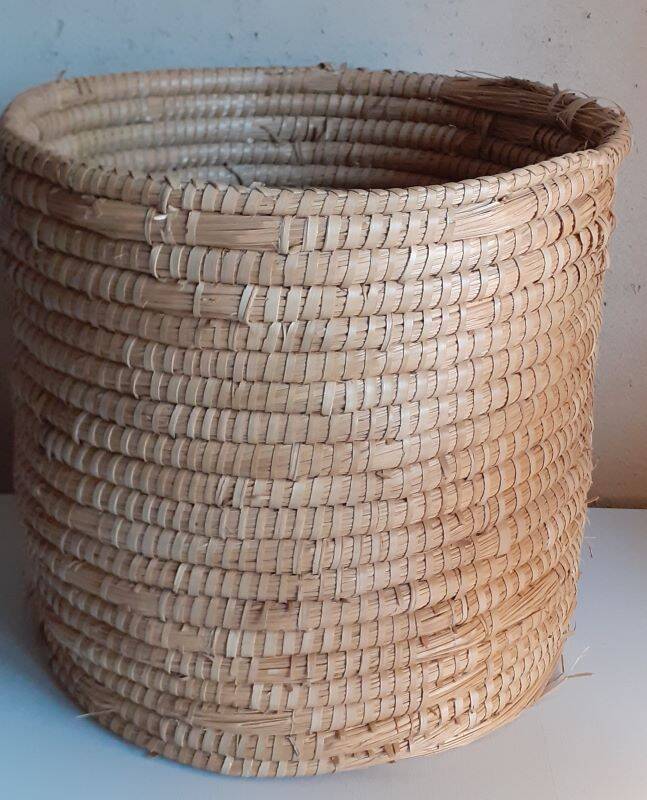 Panière corbeille ronde vintage en paille