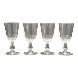 4 anciens verres a vin en cristal taillé baccarat ? saint louis ?