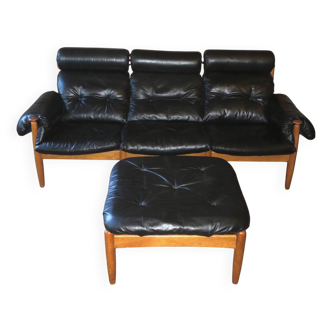 Eric Merthen 3-seater sofa with ottoman, Sweden 1960s