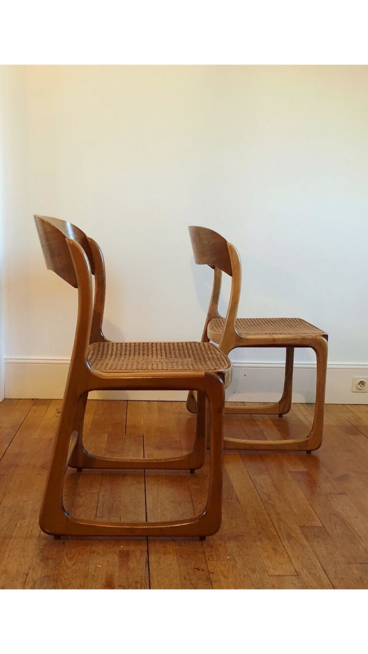 Pair of cannes chairs Baumann sleigh