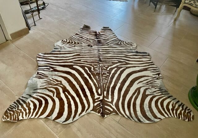 Vintage carpet zebra print cowhide