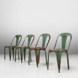 Set of 4 Vintage green Model A Chairs from Tolix, France, 1950s