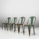 Lot de 4 chaises vertes vintage modèle A de Tolix, France, années 1950